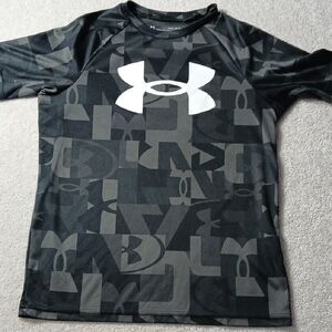 Kids Youth Large Under Armour Black and Gray Patterned Tee